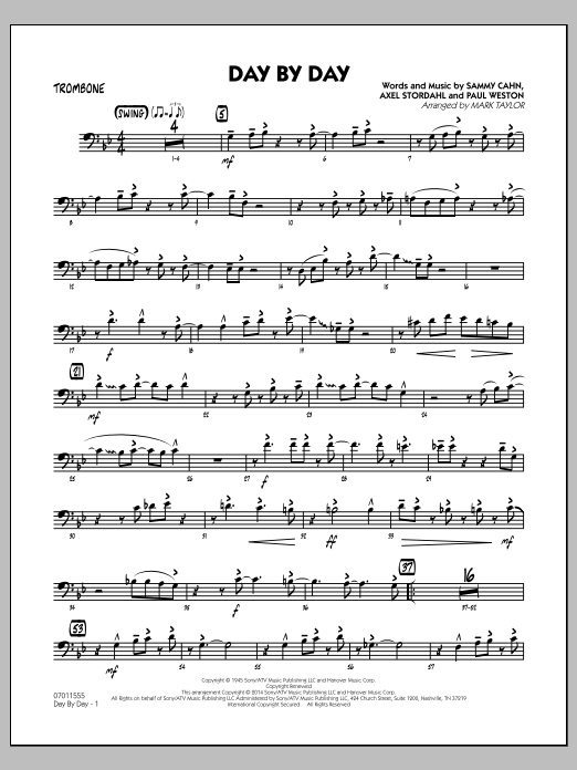 Mark Taylor Day by Day - Trombone sheet music notes and chords arranged for Jazz Ensemble