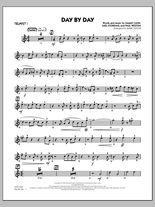 Mark Taylor Day by Day - Trumpet 1 sheet music notes and chords arranged for Jazz Ensemble