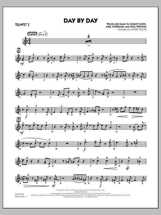 Mark Taylor Day by Day - Trumpet 2 sheet music notes and chords arranged for Jazz Ensemble