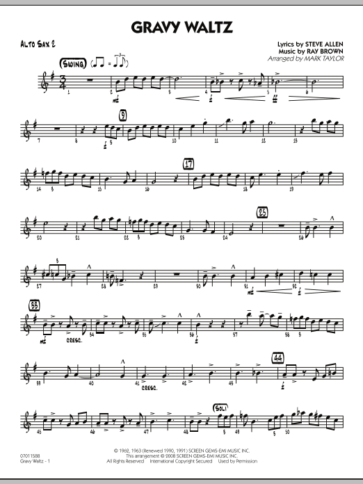 Mark Taylor Gravy Waltz - Alto Sax 2 sheet music notes and chords arranged for Jazz Ensemble