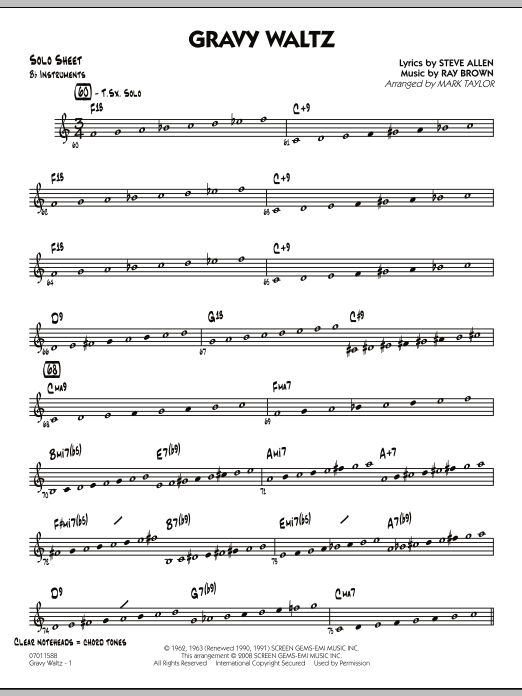 Mark Taylor Gravy Waltz - Bb Solo Sheet sheet music notes and chords arranged for Jazz Ensemble