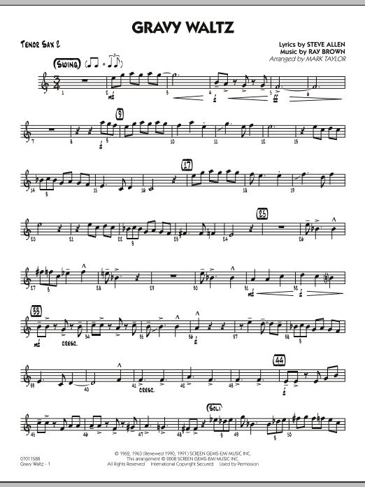 Mark Taylor Gravy Waltz - Tenor Sax 2 sheet music notes and chords arranged for Jazz Ensemble