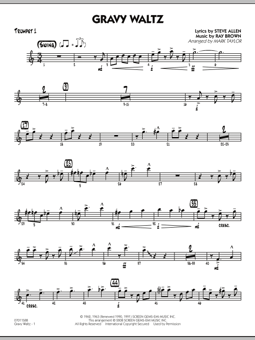 Mark Taylor Gravy Waltz - Trumpet 1 sheet music notes and chords arranged for Jazz Ensemble