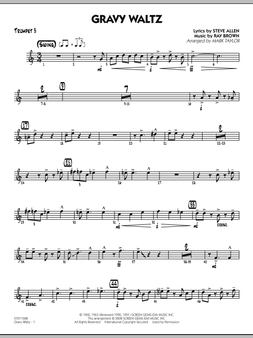 Mark Taylor Gravy Waltz - Trumpet 3 sheet music notes and chords arranged for Jazz Ensemble