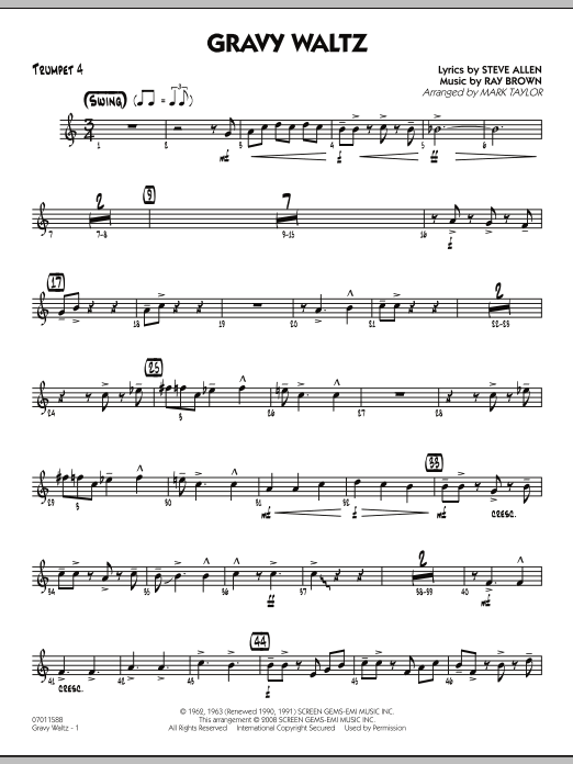 Mark Taylor Gravy Waltz - Trumpet 4 sheet music notes and chords arranged for Jazz Ensemble