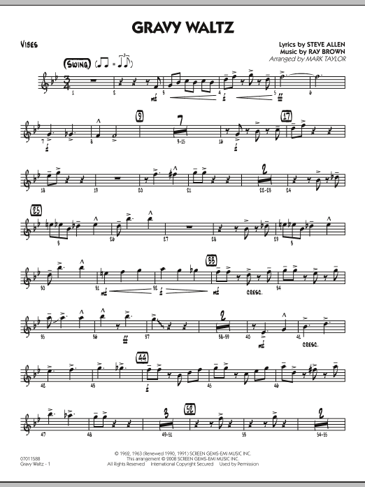 Mark Taylor Gravy Waltz - Vibes sheet music notes and chords arranged for Jazz Ensemble