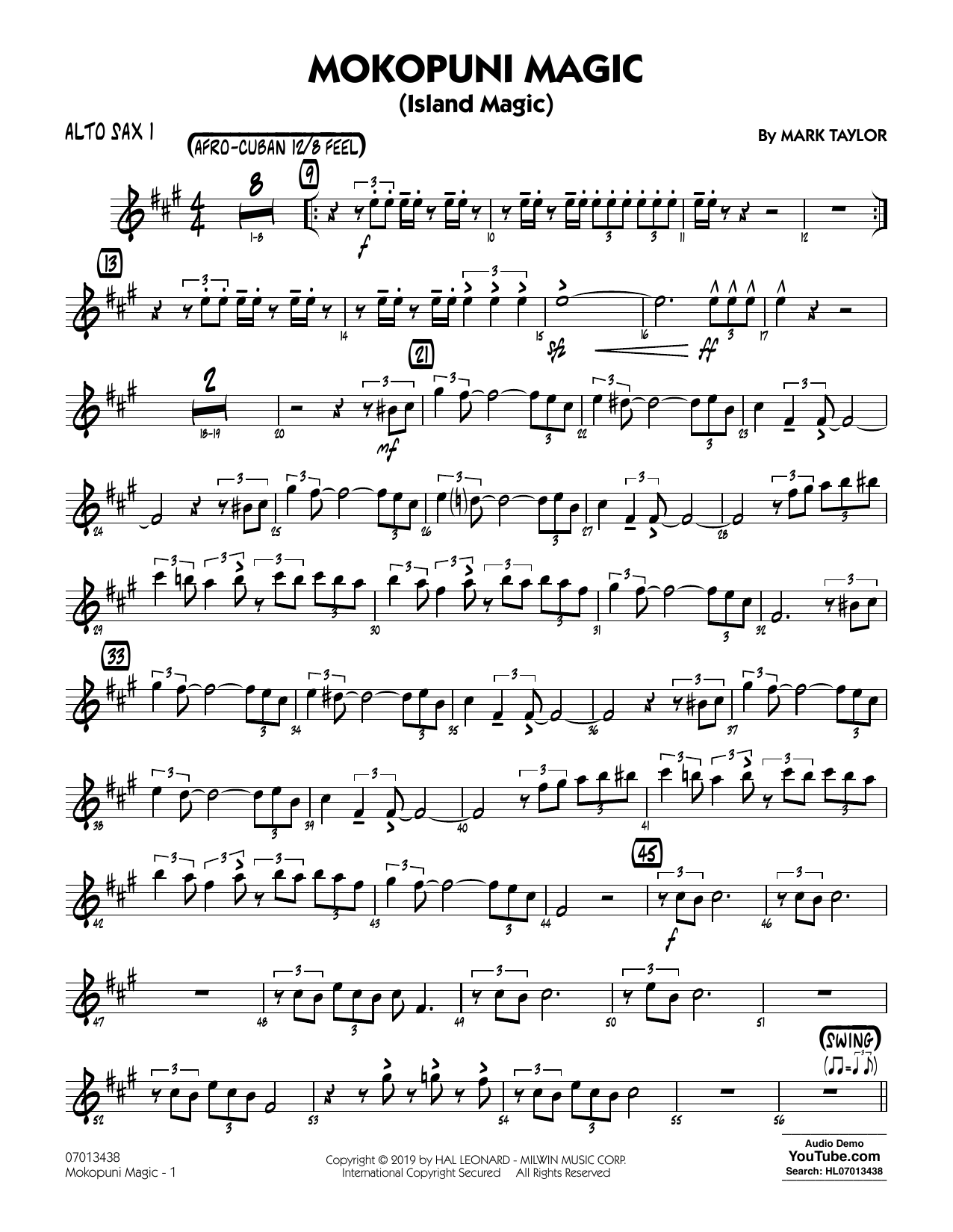 Mark Taylor Mokopuni Magic (Island Magic) - Alto Sax 1 sheet music notes and chords arranged for Jazz Ensemble