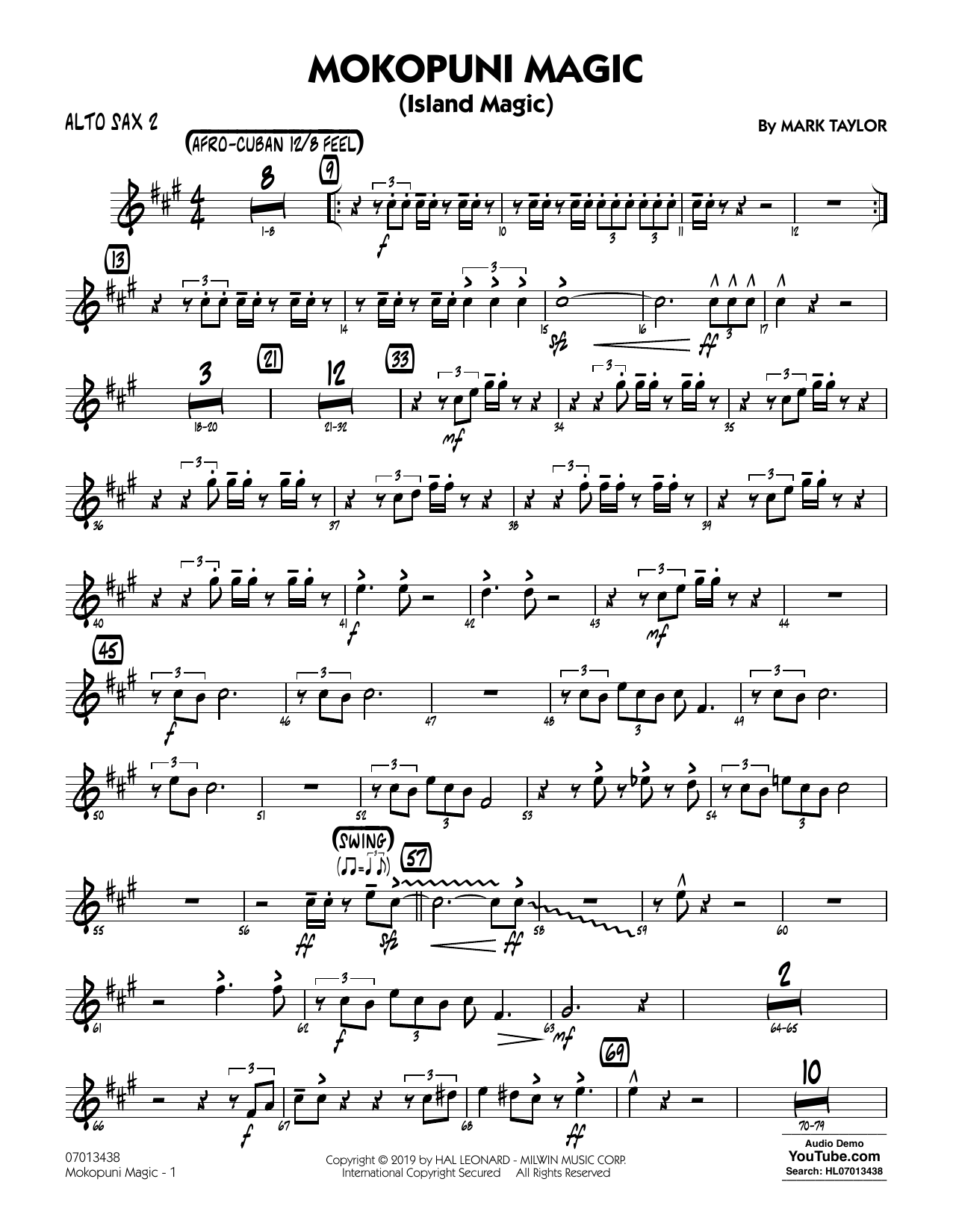 Mark Taylor Mokopuni Magic (Island Magic) - Alto Sax 2 sheet music notes and chords arranged for Jazz Ensemble