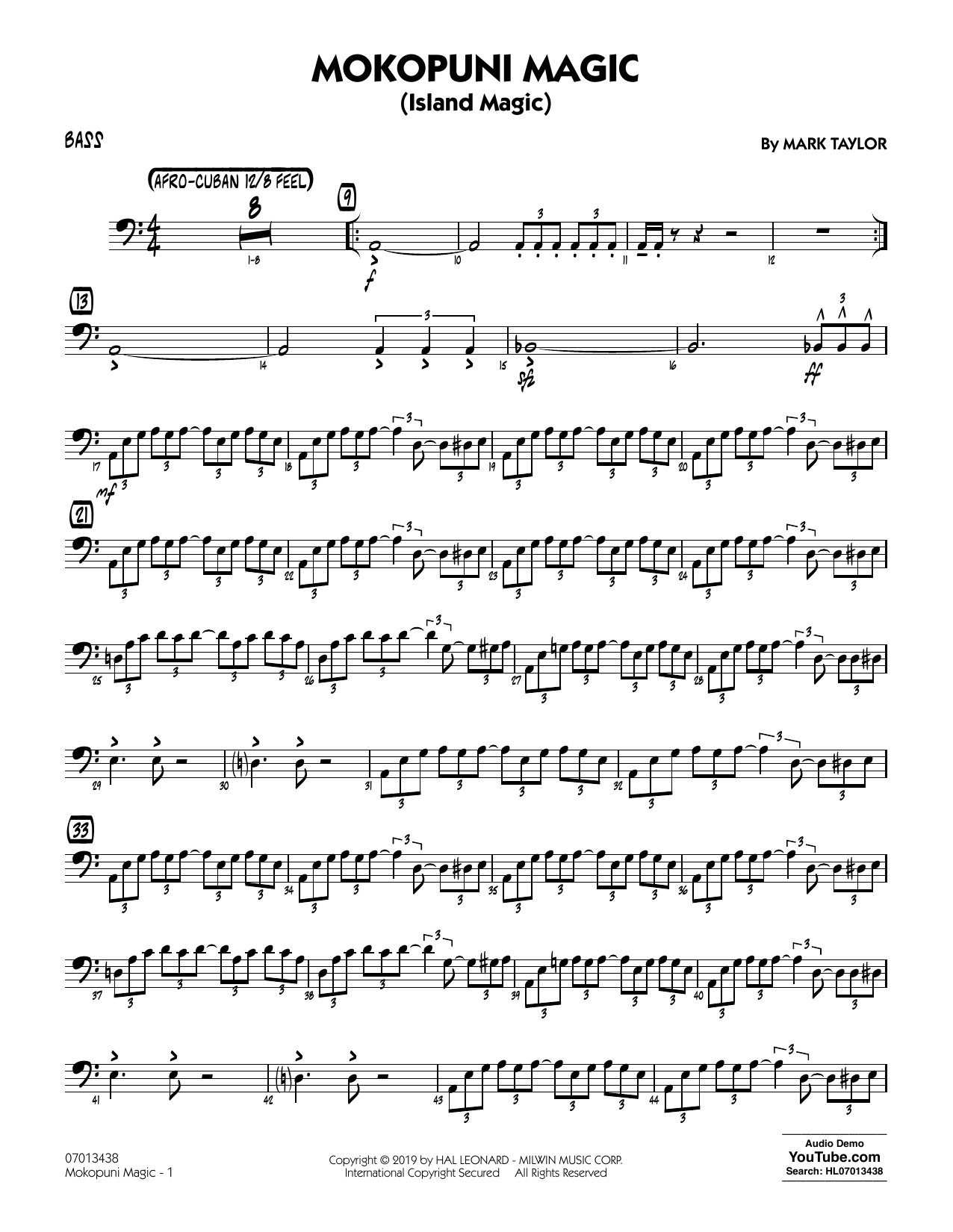 Mark Taylor Mokopuni Magic (Island Magic) - Bass sheet music notes and chords arranged for Jazz Ensemble
