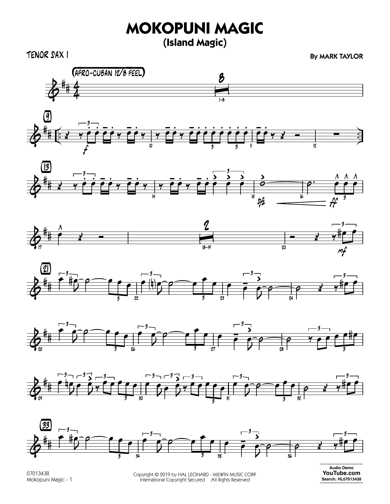 Mark Taylor Mokopuni Magic (Island Magic) - Tenor Sax 1 sheet music notes and chords arranged for Jazz Ensemble