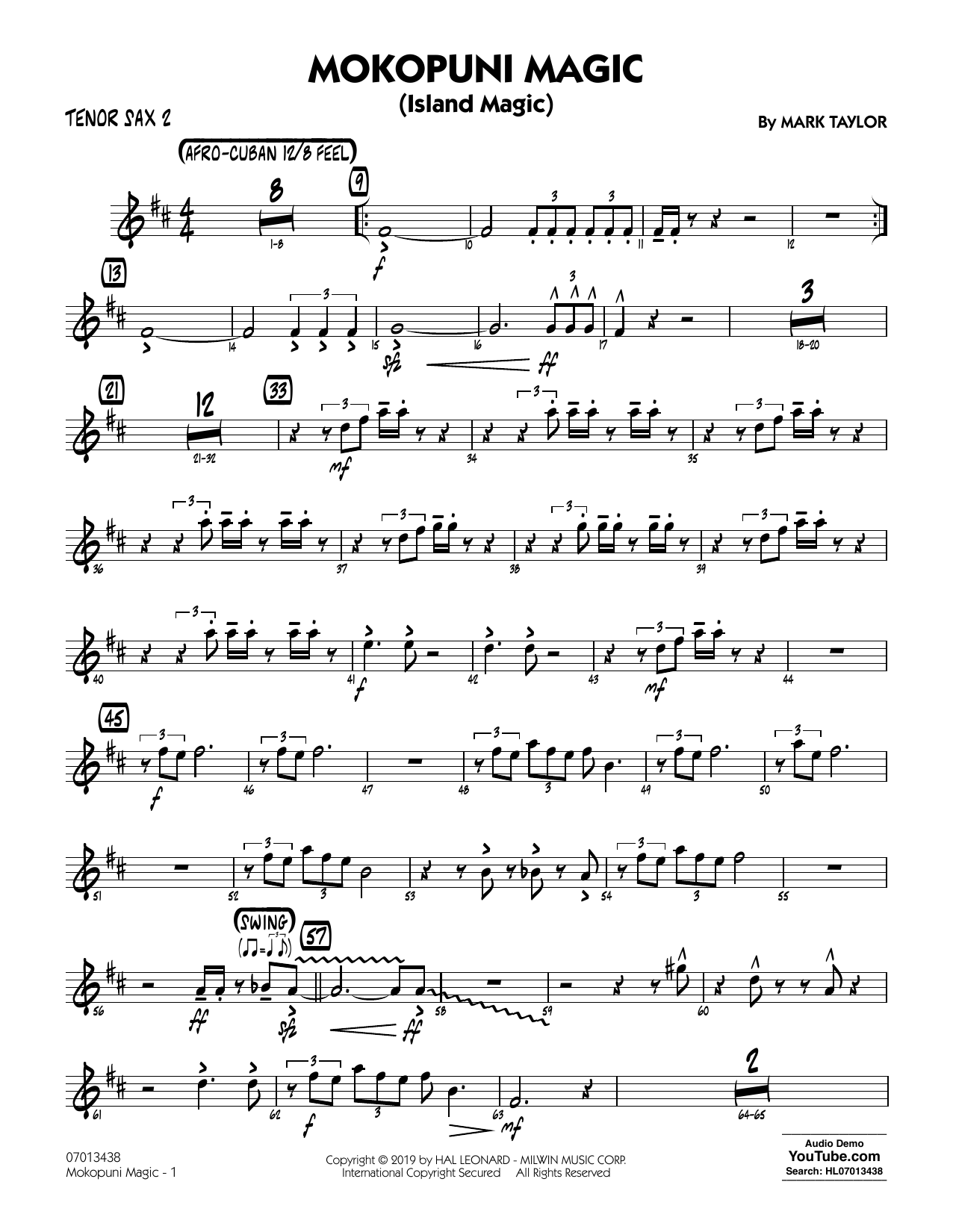 Mark Taylor Mokopuni Magic (Island Magic) - Tenor Sax 2 sheet music notes and chords arranged for Jazz Ensemble