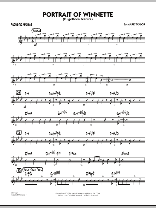 Mark Taylor Portrait Of Winnette - Acoustic Guitar sheet music notes and chords arranged for Jazz Ensemble