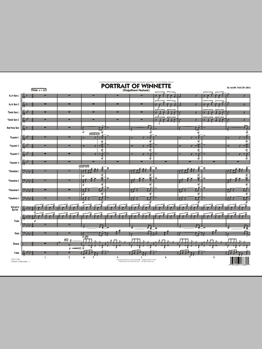 Mark Taylor Portrait Of Winnette - Conductor Score (Full Score) sheet music notes and chords arranged for Jazz Ensemble