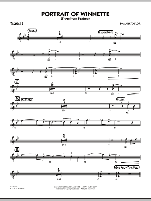 Mark Taylor Portrait Of Winnette - Trumpet 1 sheet music notes and chords arranged for Jazz Ensemble