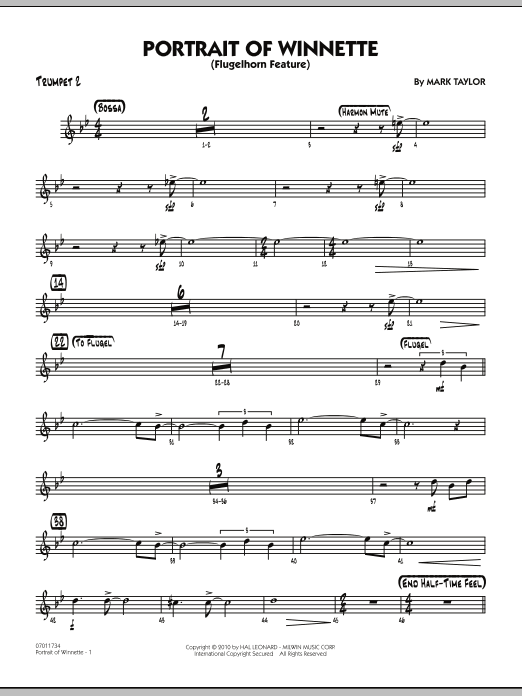 Mark Taylor Portrait Of Winnette - Trumpet 2 sheet music notes and chords arranged for Jazz Ensemble