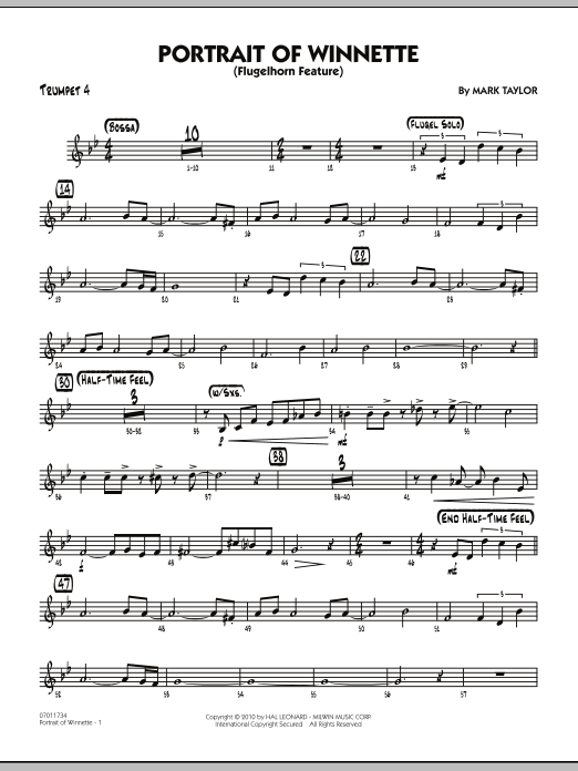 Mark Taylor Portrait Of Winnette - Trumpet 4 sheet music notes and chords arranged for Jazz Ensemble