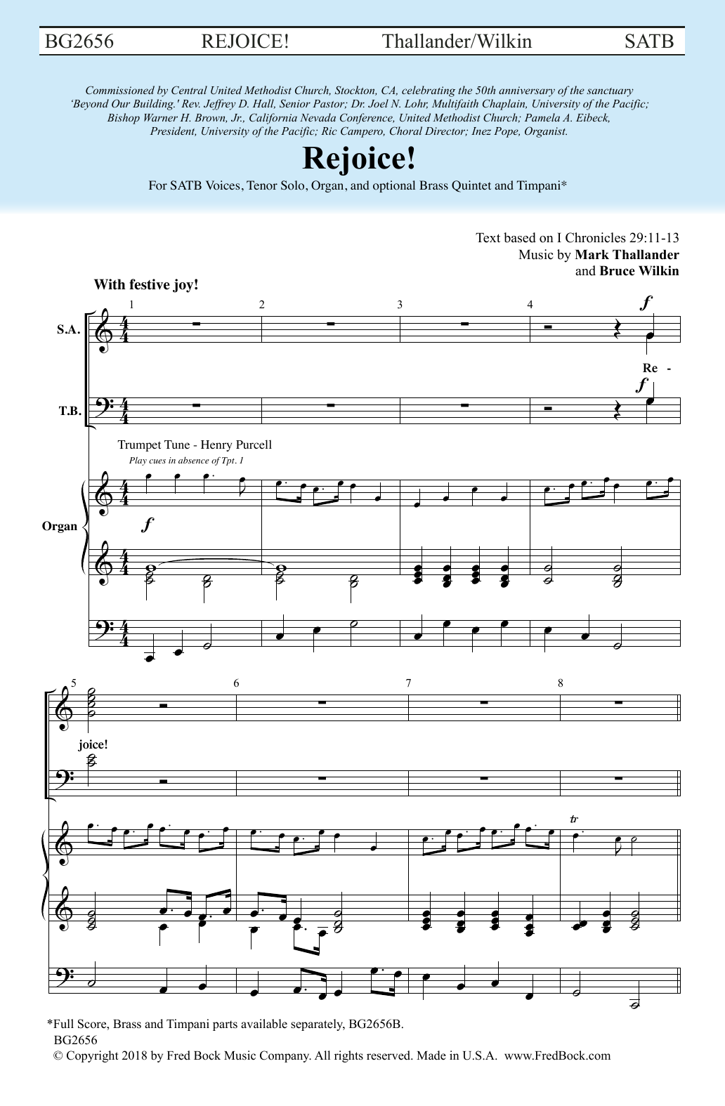 Mark Thallander & Bruce Wilkin Rejoice sheet music notes and chords arranged for SATB Choir