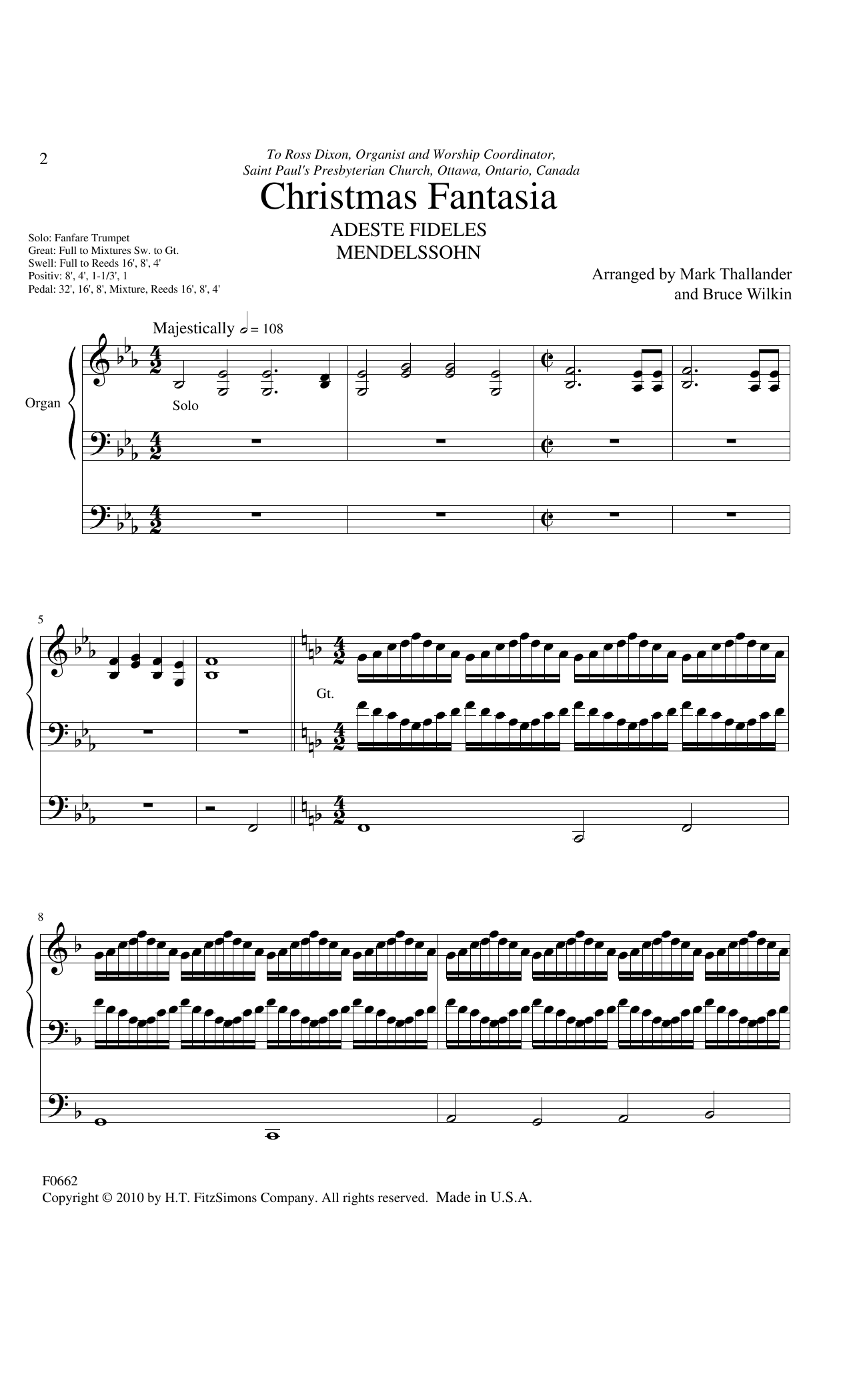 Mark Thallander and Bruce Wilkin Christmas Fantasia sheet music notes and chords arranged for Organ