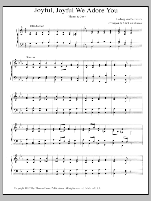 Mark Thallander Joyful, Joyful, We Adore Thee sheet music notes and chords arranged for Organ