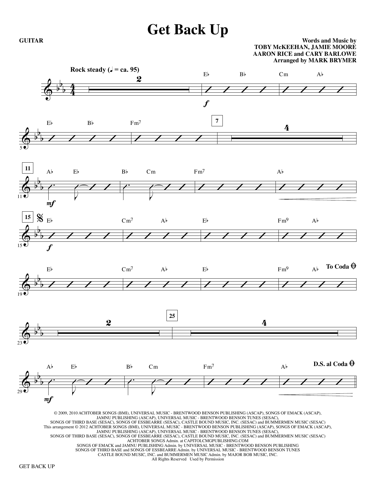 Mark Brymer Get Back Up - Guitar sheet music notes and chords arranged for Choir Instrumental Pak