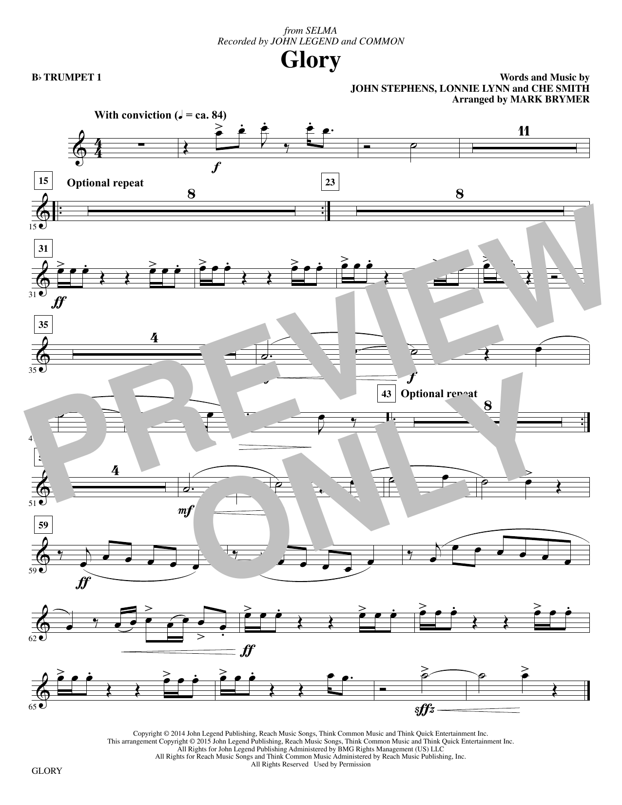 Mark Brymer Glory - Bb Trumpet 1 sheet music notes and chords arranged for Choir Instrumental Pak