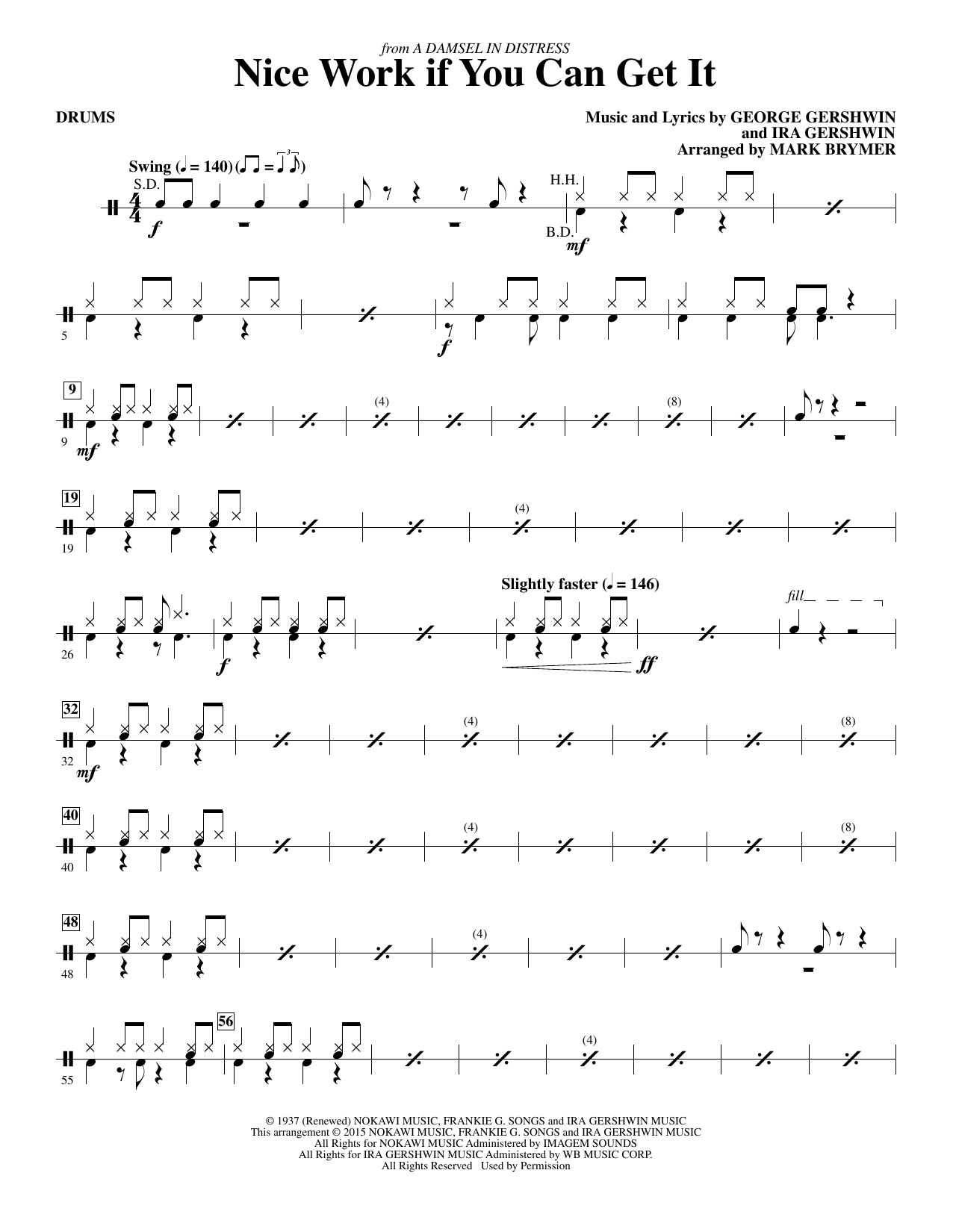 Mark Brymer Nice Work If You Can Get It - Drum Set sheet music notes and chords. Download Printable PDF.