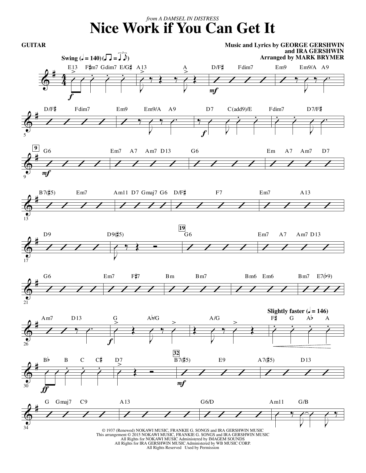 Mark Brymer Nice Work If You Can Get It - Guitar sheet music notes and chords. Download Printable PDF.
