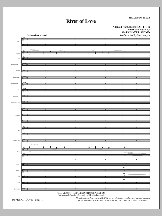 Mark Hayes River Of Love - Full Score sheet music notes and chords arranged for Choir Instrumental Pak