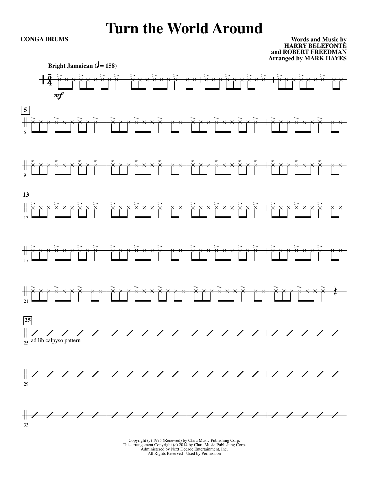 Mark Hayes Turn the World Around - Congas sheet music notes and chords. Download Printable PDF.