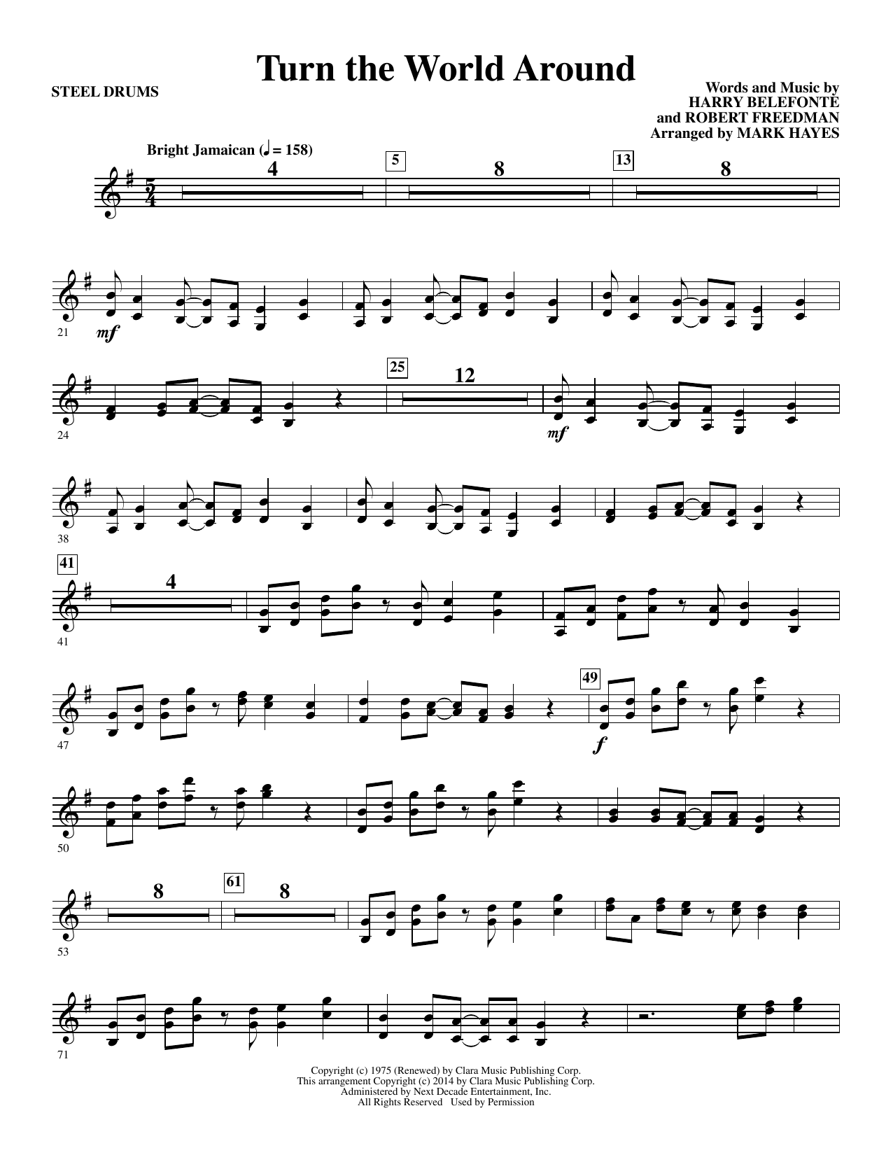 Mark Hayes Turn the World Around - Timbales sheet music notes and chords. Download Printable PDF.