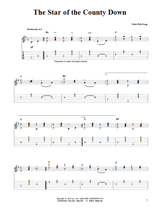 Mark Phillips The Star Of The County Down sheet music notes and chords arranged for Easy Guitar Tab
