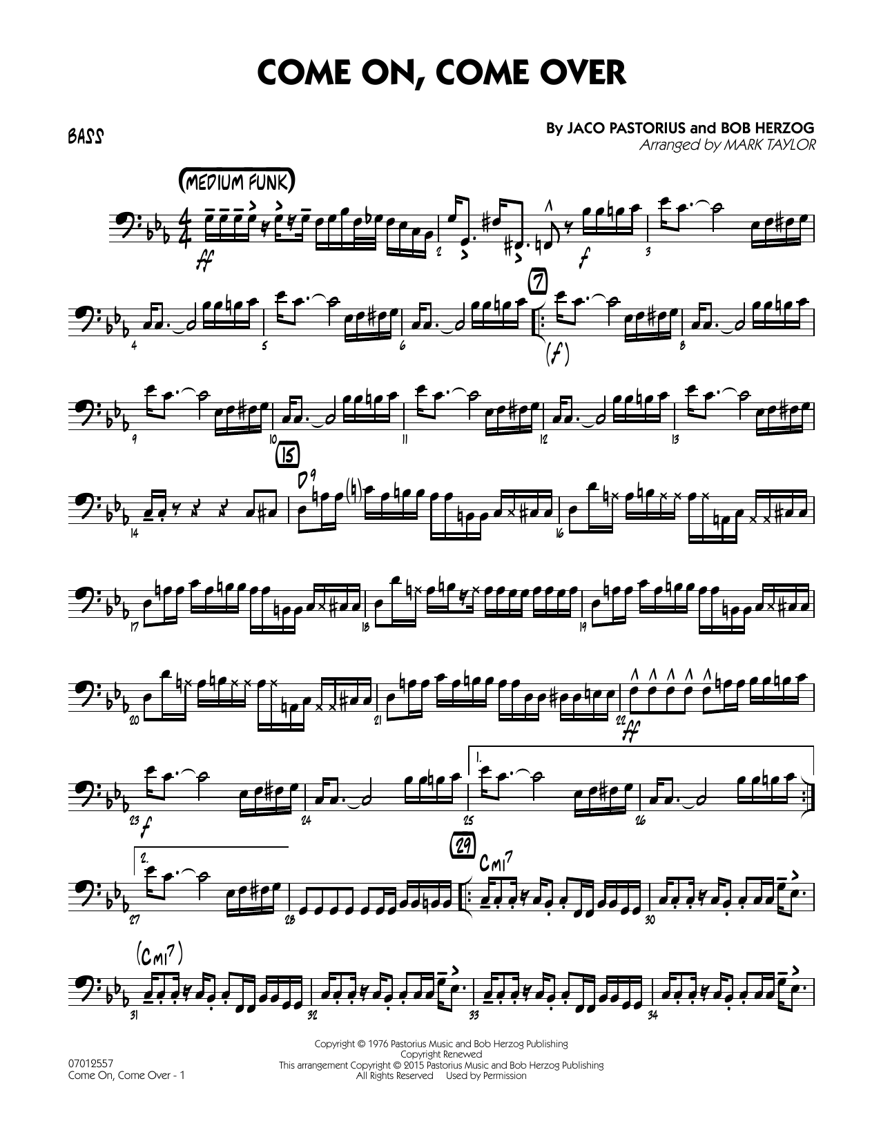 Mark Taylor Come On, Come Over - Bass sheet music notes and chords. Download Printable PDF.