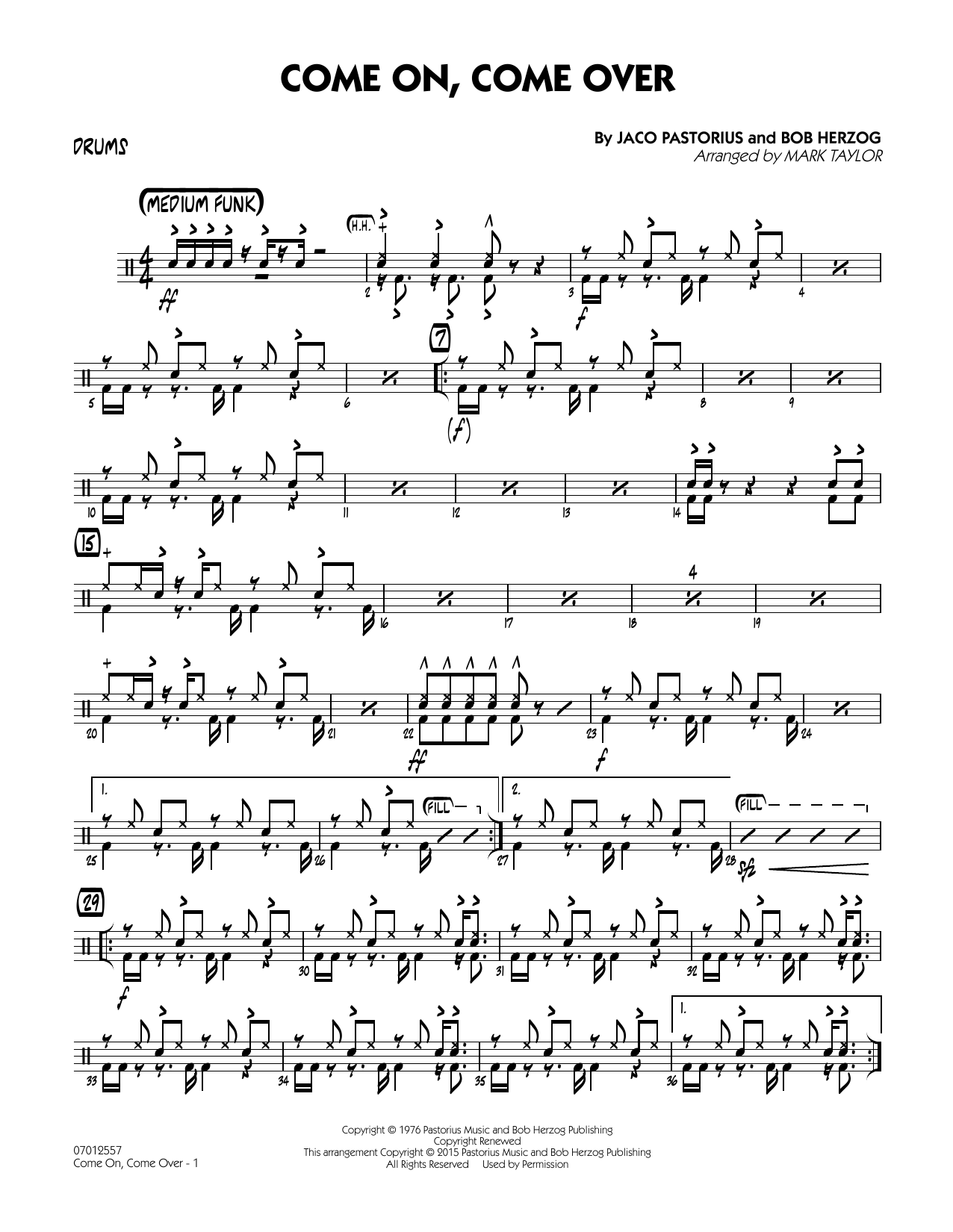 Mark Taylor Come On, Come Over - Drums sheet music notes and chords. Download Printable PDF.