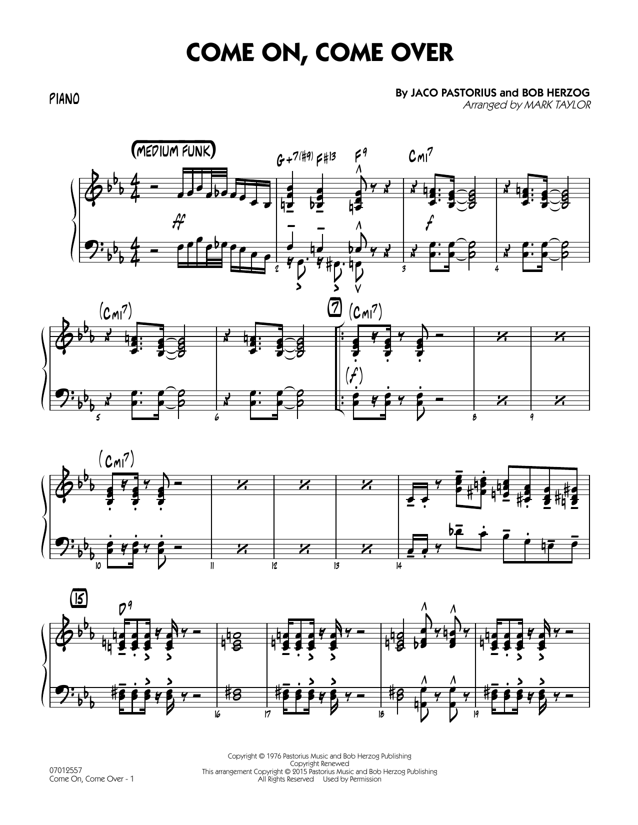 Mark Taylor Come On, Come Over - Piano sheet music notes and chords. Download Printable PDF.