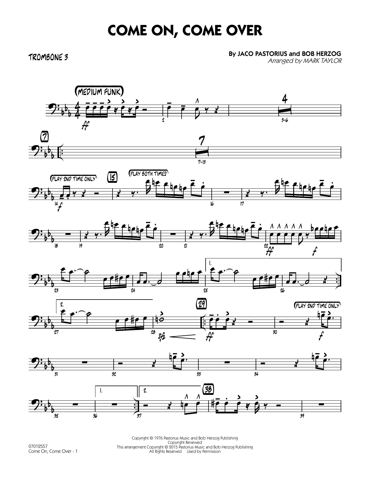 Mark Taylor Come On, Come Over - Trombone 3 sheet music notes and chords. Download Printable PDF.