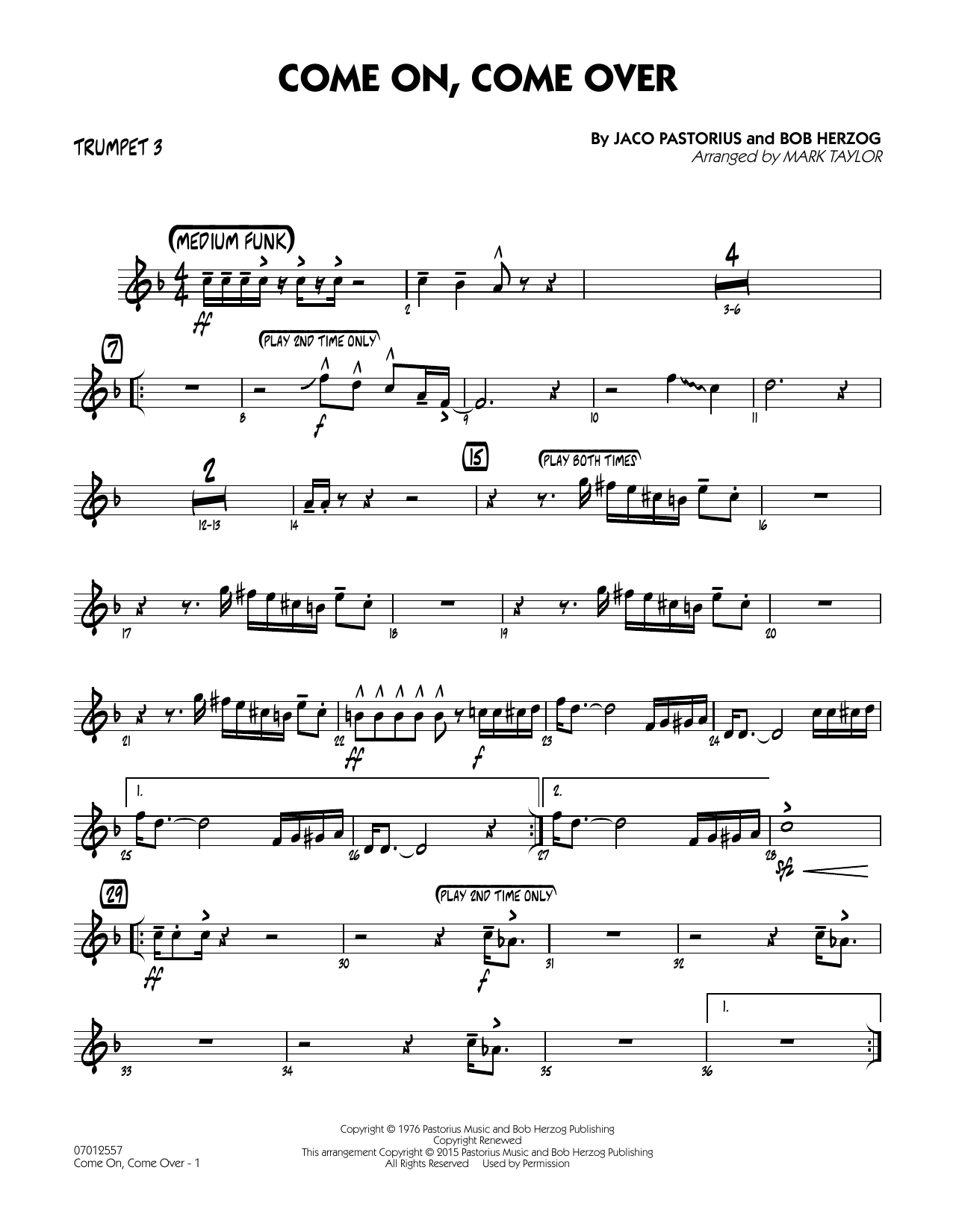 Mark Taylor Come On, Come Over - Trumpet 3 sheet music notes and chords. Download Printable PDF.
