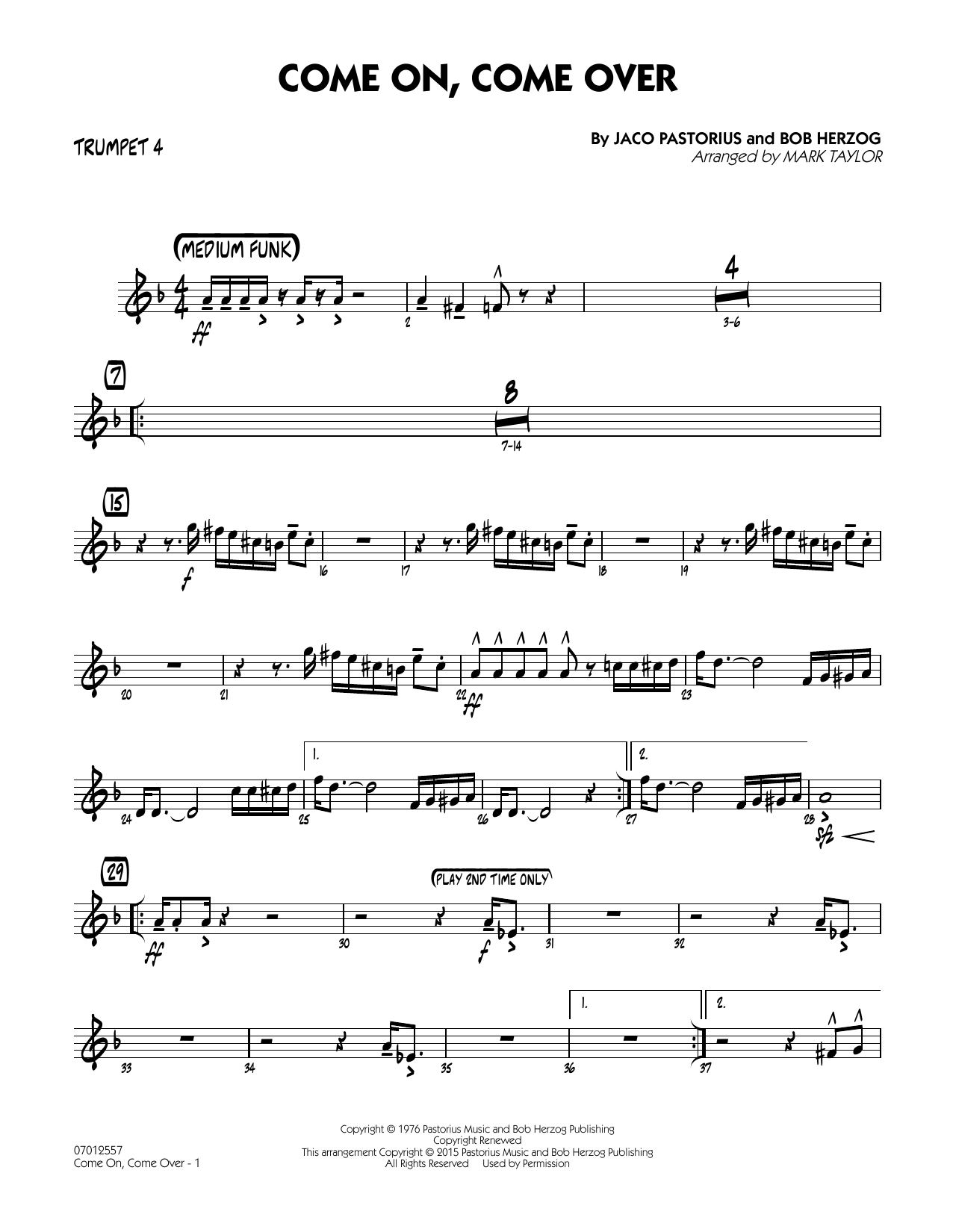 Mark Taylor Come On, Come Over - Trumpet 4 sheet music notes and chords. Download Printable PDF.