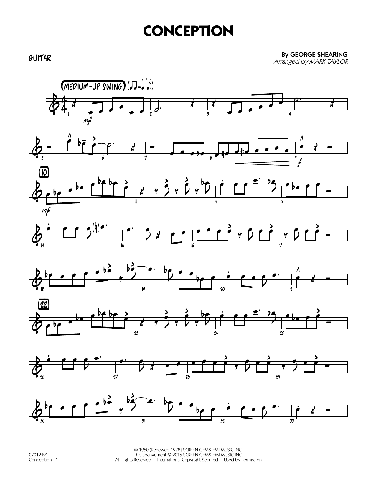 Mark Taylor Conception - Guitar sheet music notes and chords. Download Printable PDF.