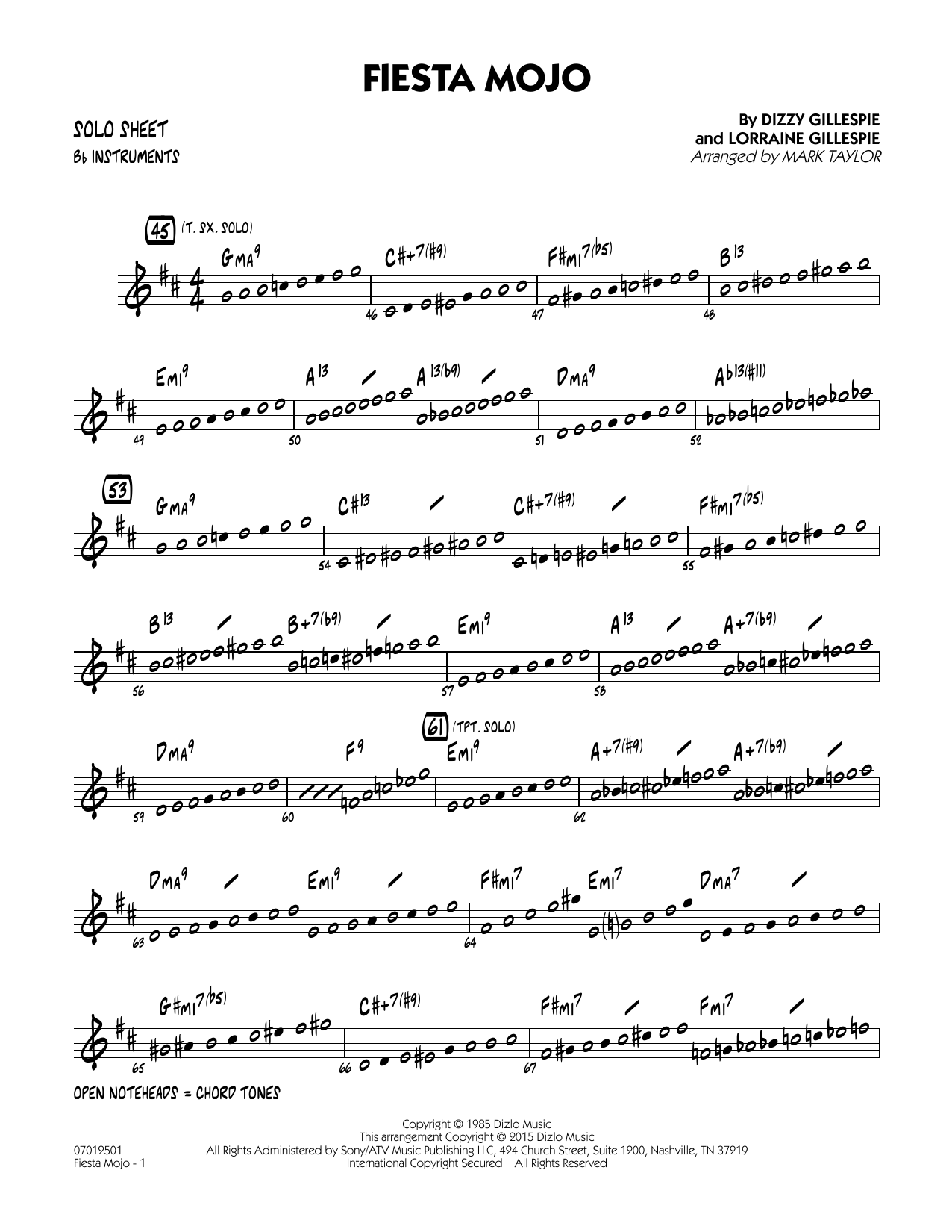 Mark Taylor Fiesta Mojo - Bb Solo Sheet sheet music notes and chords arranged for Jazz Ensemble
