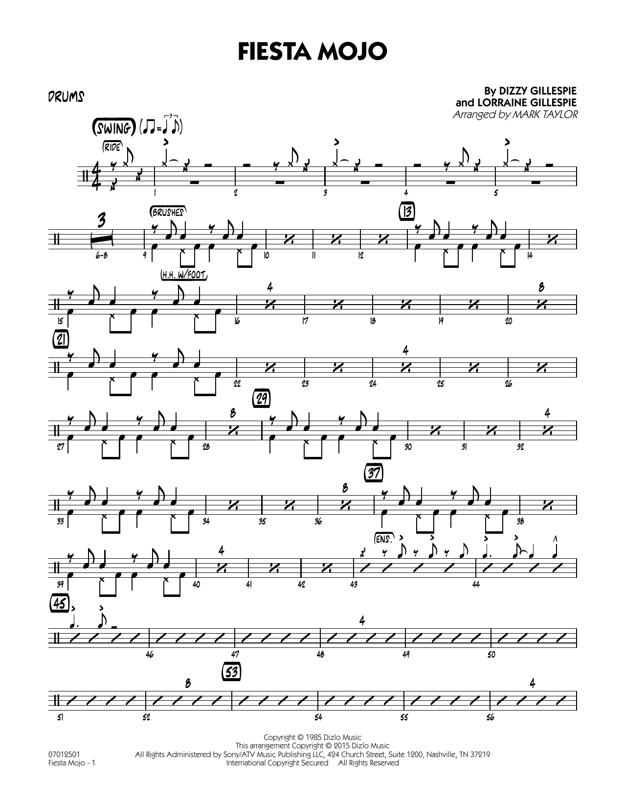 Mark Taylor Fiesta Mojo - Drums sheet music notes and chords arranged for Jazz Ensemble