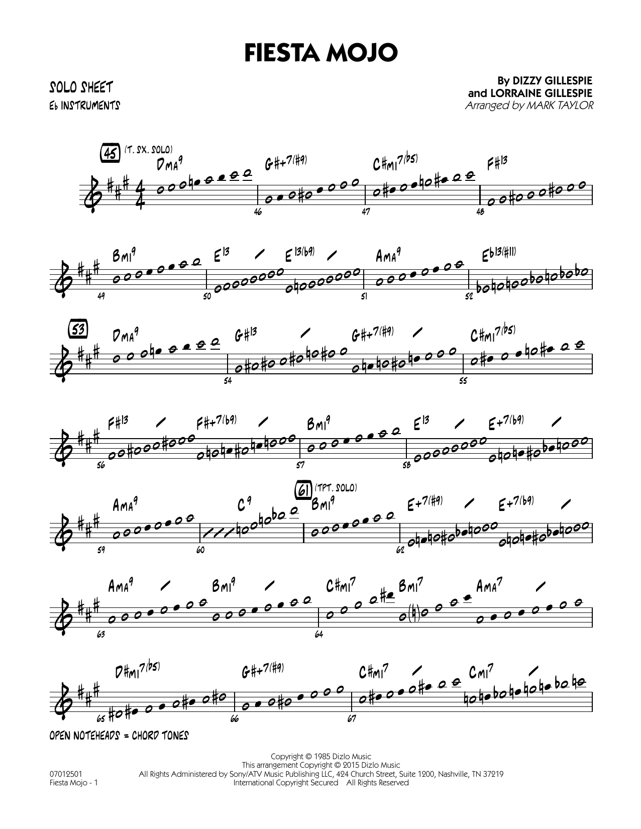 Mark Taylor Fiesta Mojo - Eb Solo Sheet sheet music notes and chords arranged for Jazz Ensemble