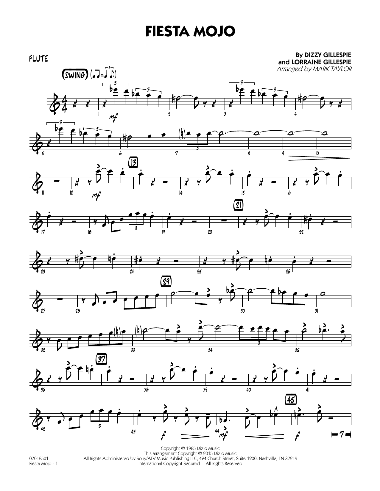 Mark Taylor Fiesta Mojo - Flute sheet music notes and chords arranged for Jazz Ensemble