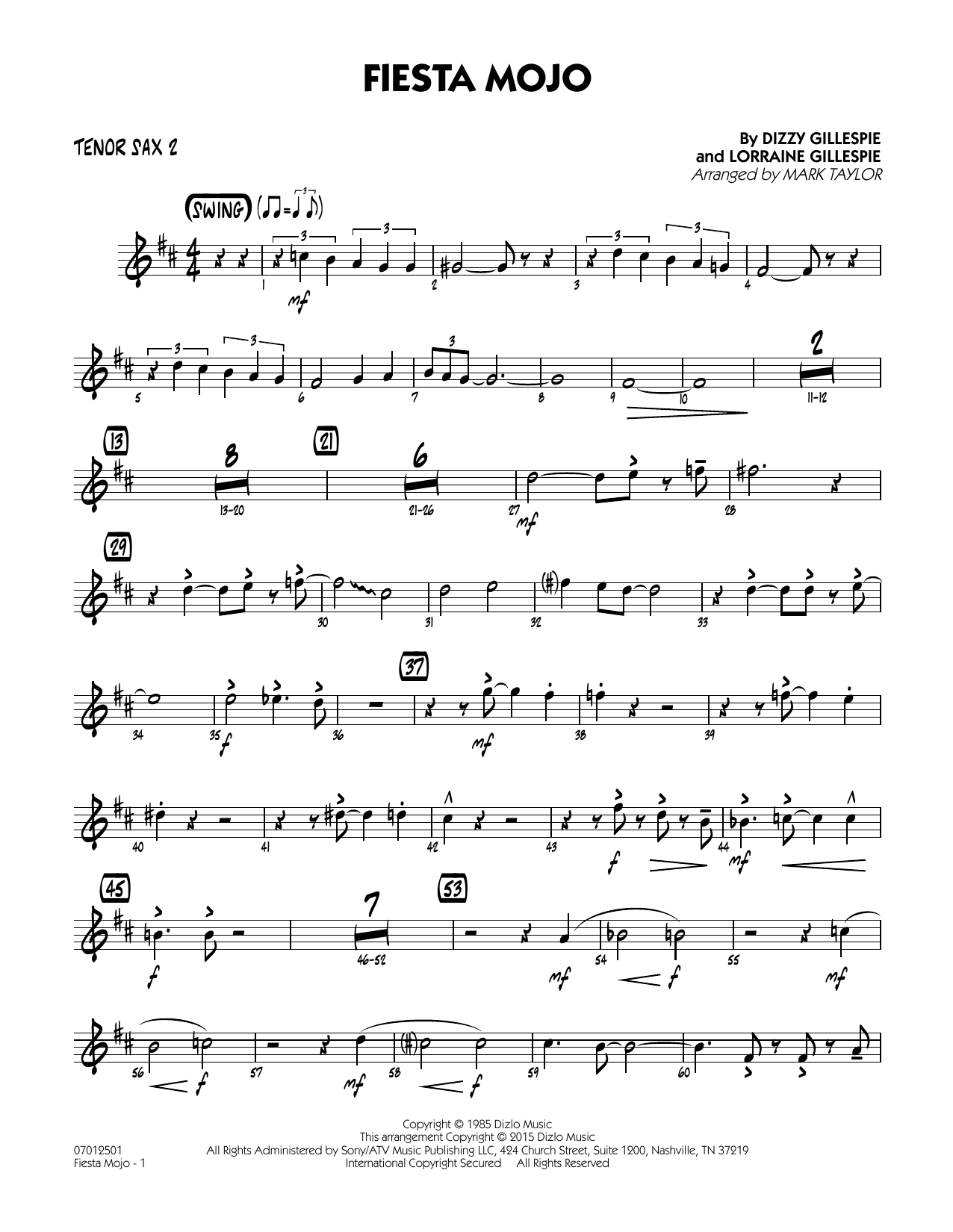 Mark Taylor Fiesta Mojo - Tenor Sax 2 sheet music notes and chords arranged for Jazz Ensemble