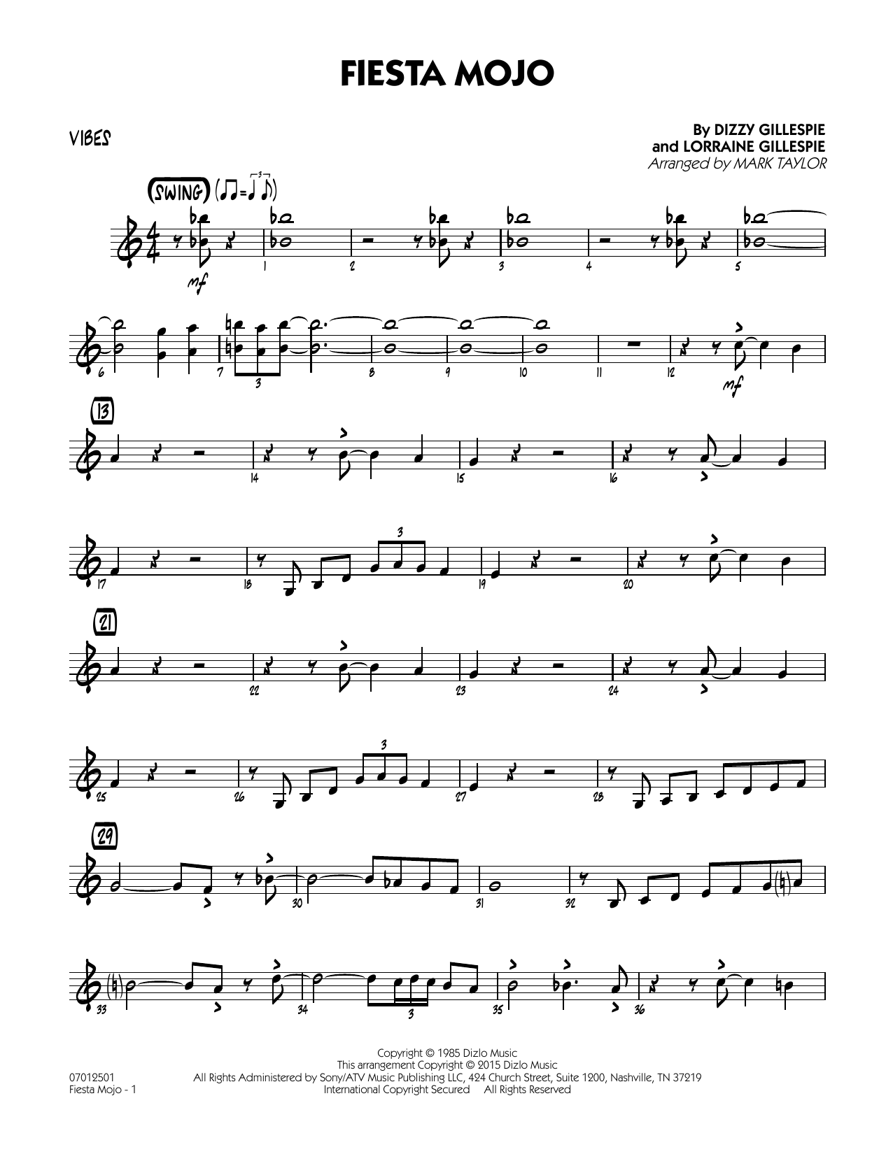 Mark Taylor Fiesta Mojo - Vibes sheet music notes and chords arranged for Jazz Ensemble