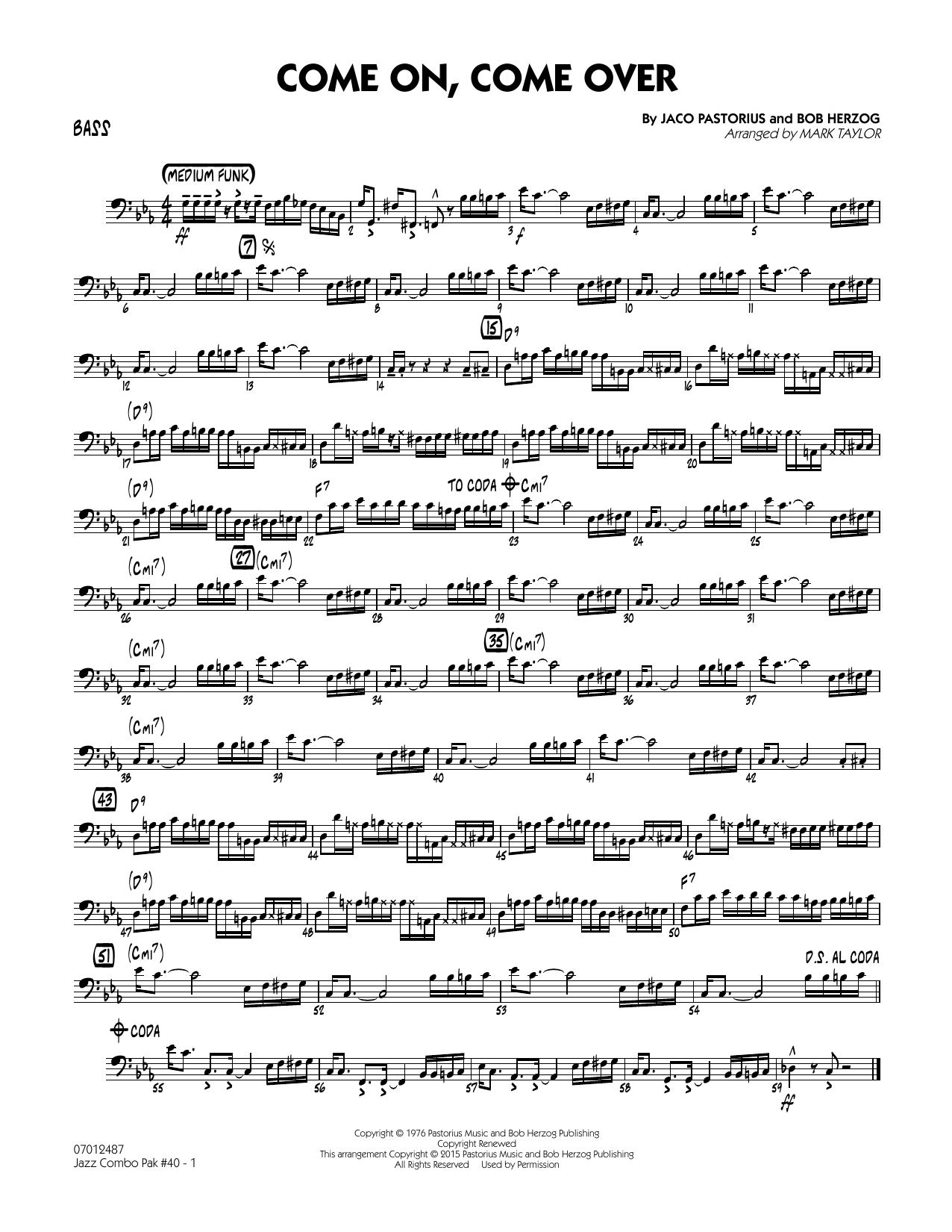 Mark Taylor Jazz Combo Pak #40 (Jaco Pastorius) - Bass sheet music notes and chords arranged for Jazz Ensemble