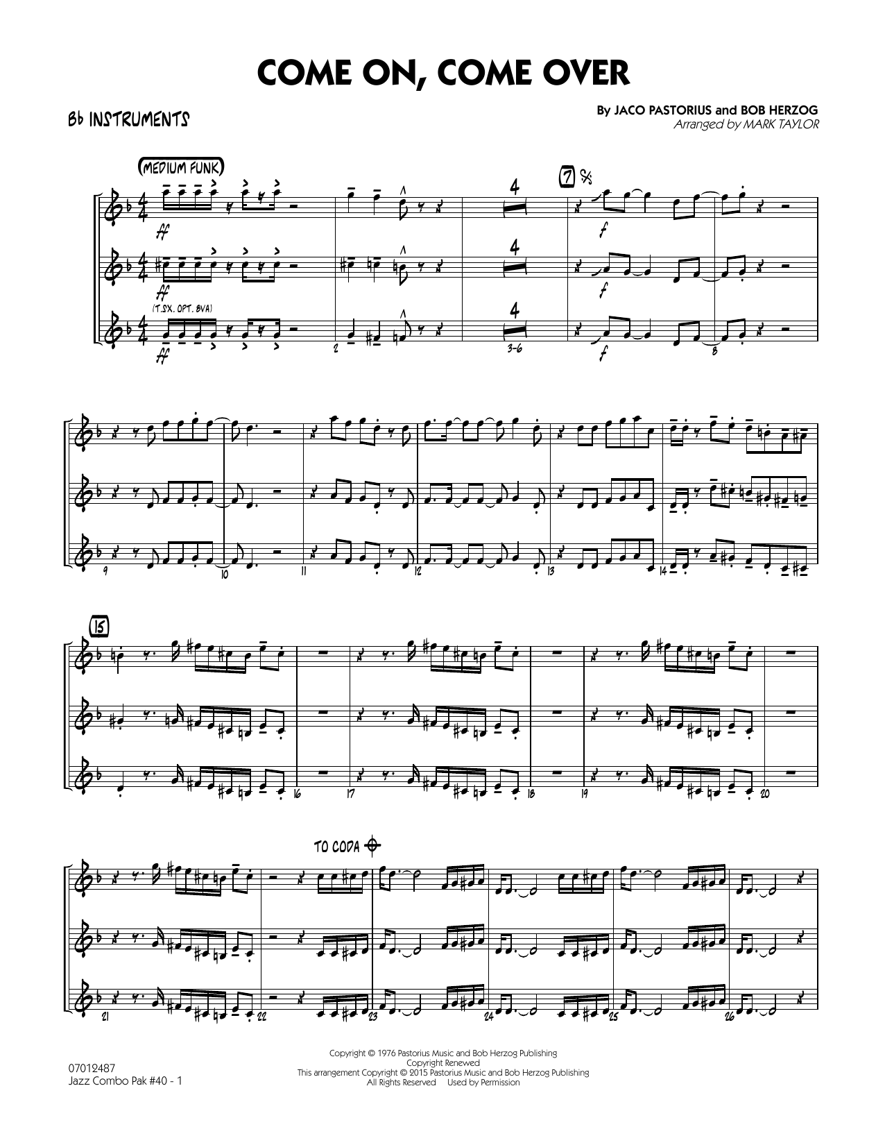 Mark Taylor Jazz Combo Pak #40 (Jaco Pastorius) - Bb Instruments sheet music notes and chords arranged for Jazz Ensemble