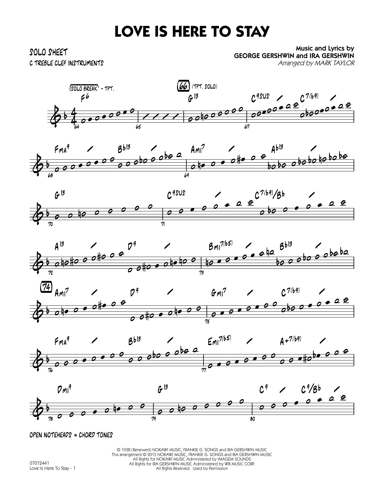 Mark Taylor Love Is Here to Stay - C Solo Sheet sheet music notes and chords. Download Printable PDF.