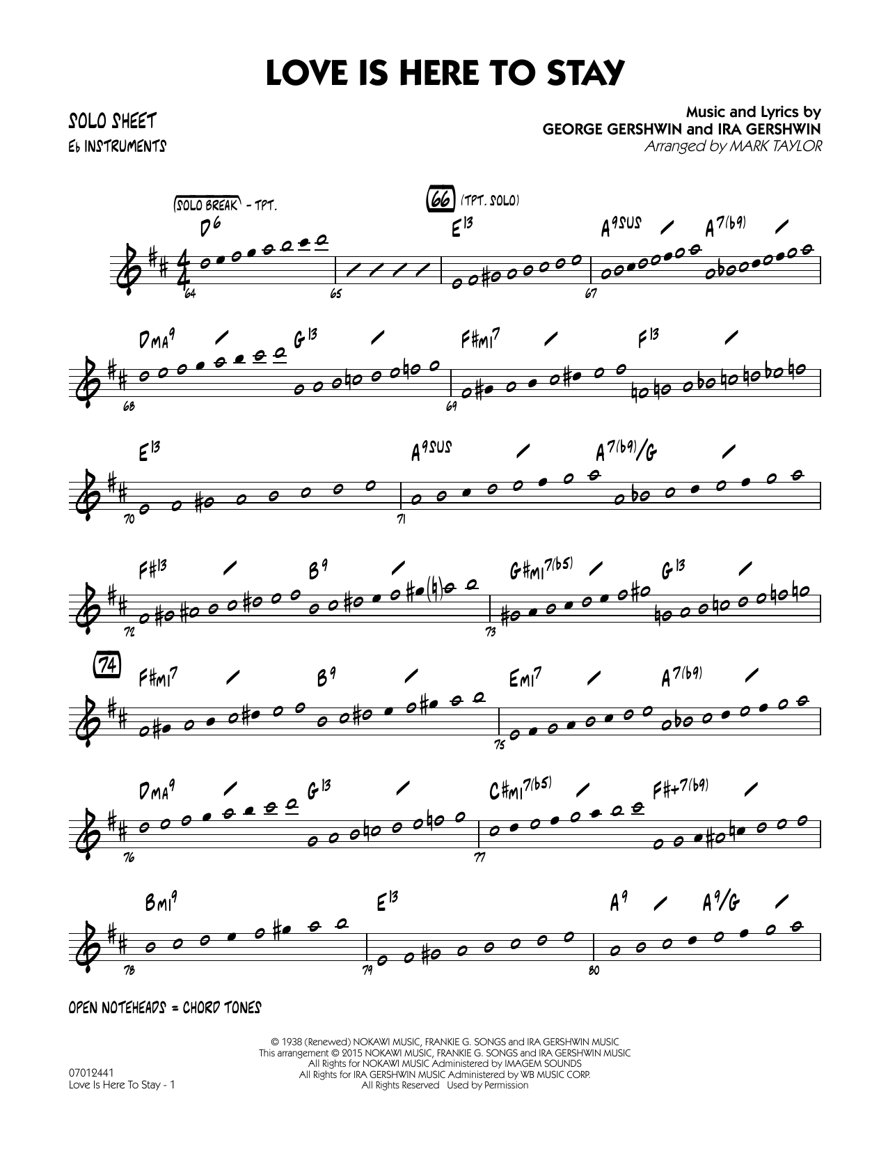 Mark Taylor Love Is Here to Stay - Eb Solo Sheet sheet music notes and chords. Download Printable PDF.