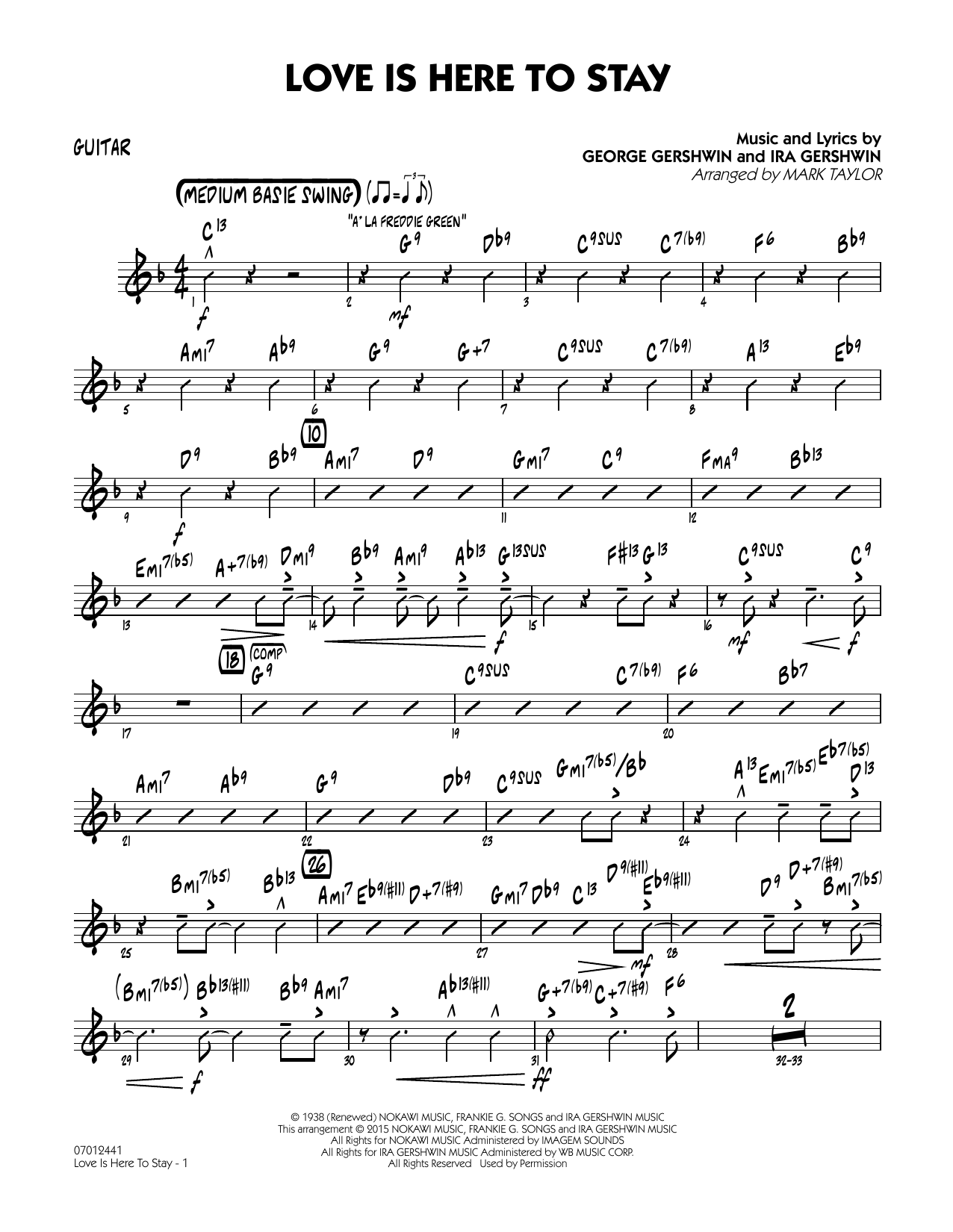 Mark Taylor Love Is Here to Stay - Guitar sheet music notes and chords. Download Printable PDF.