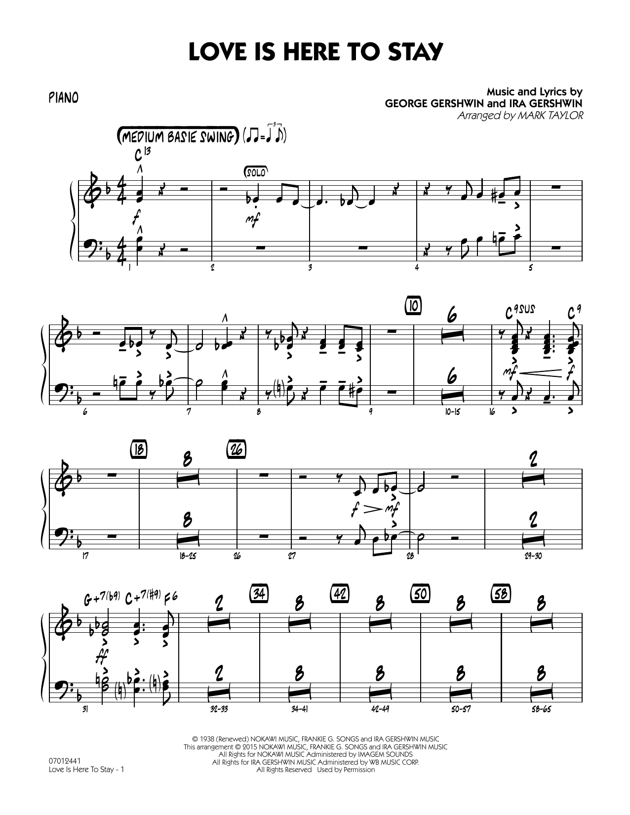 Mark Taylor Love Is Here to Stay - Piano sheet music notes and chords. Download Printable PDF.